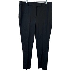 Talbots Black High Waist Straight Pants Size 12 Flat Front Chinos